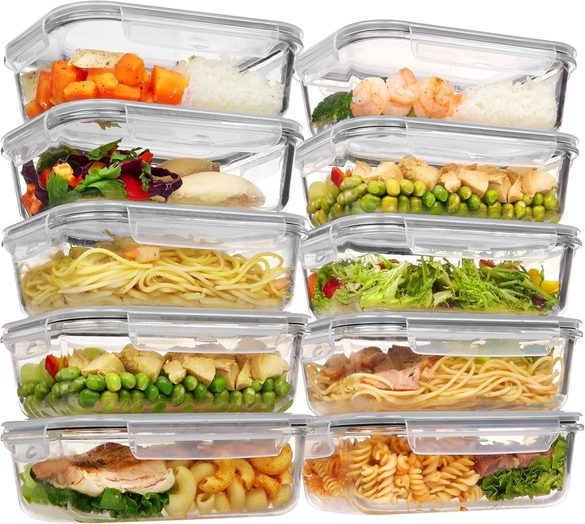 Vtopmart 5Pack 22oz Glass Storage Containers with Lids, Glass Meal Prep Food Container Sets with Snap Airtight Lids for Microwave, Oven, Freezer and Dishwasher, Grey - Homesidy.com