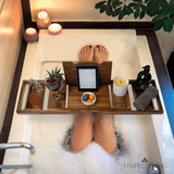 Temple Spring Wooden Bathtub Tray, Bamboo Bathroom Accessories, Bath Tray for Tub, at Home Spa Essentials, Board for Tub Table, Bath Caddy for Bathtub Accessories &amp; Bathroom Essentials – Natural - Homesidy.com
