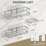 OMAIRA 3 - Pack Shower Caddy with Soap Holder, Adhesive Rustproof No - drill Strudy Loading Inside Shower Organizer Shelves Rack Storage Bathroom Organization for Smooth Wall Glass Tile, Black (Large) - Homesidy.com