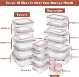 Razab 35 Pc Set Glass Food Storage Containers with Lids - Meal Prep Airtight Bento Boxes BPA - Free 100% Leak Proof (15 lids,15 glass &amp; 5 Plastic Sauce/Dip Containers) - Homesidy.com