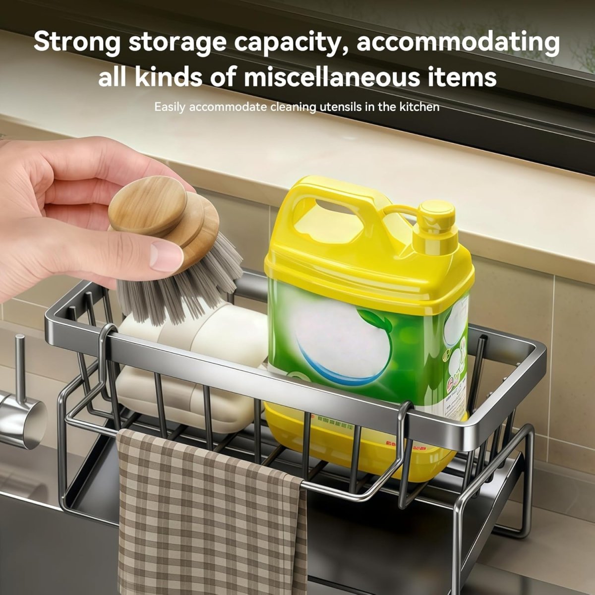 Lotgnimry Sponge Holder for Kitchen, Sink Caddy Organizer Rack for Kitchen Accessories, Soap Dispenser Countertop Organizer Essentials for Home (Black) - Homesidy.com