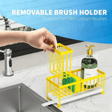 Cisily Black Sponge Holder for Kitchen Sink, Sink Caddy Organizer with High Brush Holder, Kitchen Countertop Organizers and Storage Essentials, Rustproof 304 Stainless Steel, Soap Dispenser Organize - Homesidy.com