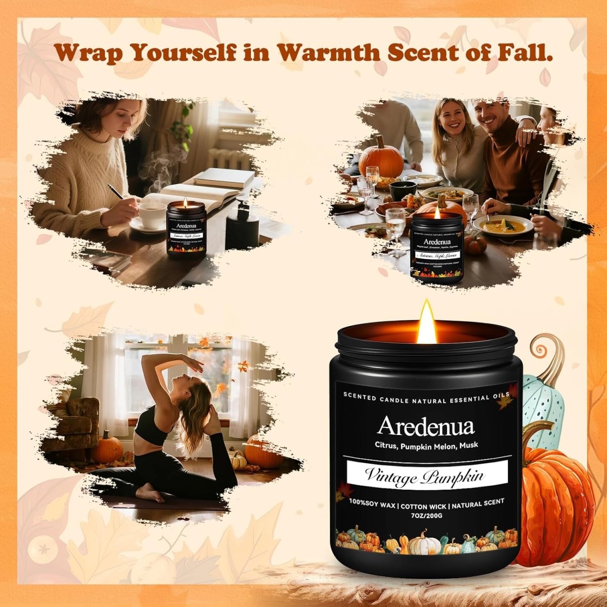 Christmas Candles - Christmas Spice Candle | 7 oz Soy Candles with Warm Cinnamon, Clove &amp; Nutmeg Aroma | Holiday Scented Candle, Cozy Winter Candle Gift for Men &amp; Women - Homesidy.com
