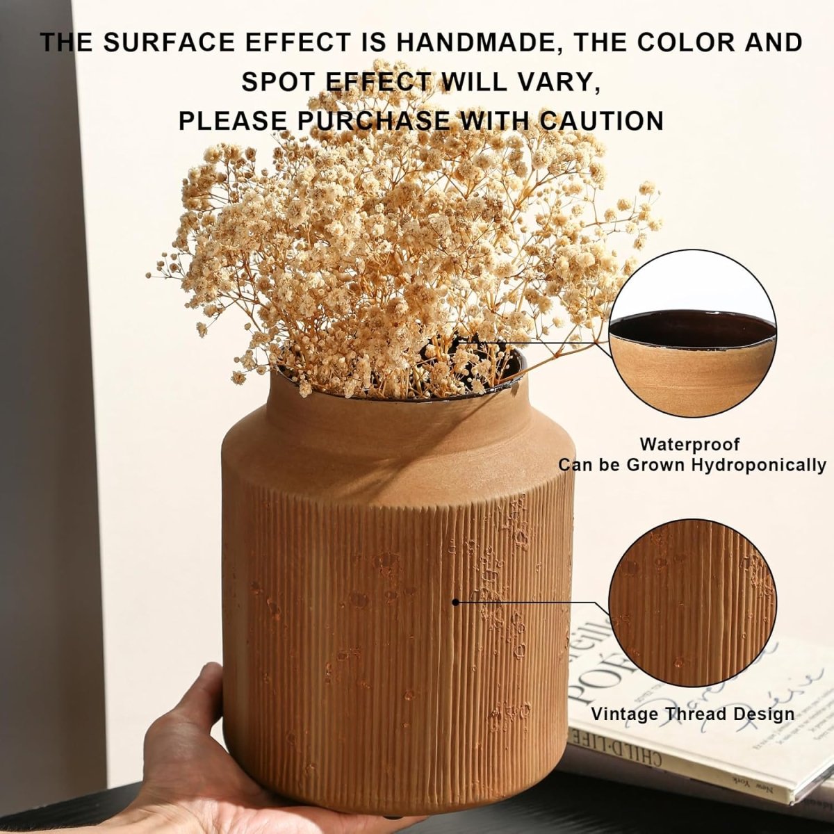 Rustic Vases for Home Decor. Ceramic Vase for Dining Table Decor. Terracotta Decorative Vase 6.1IN. ZSHLXM - Homesidy.com