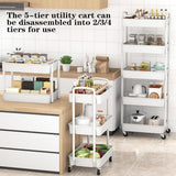 Sywhitta 3 - Tier Plastic Rolling Utility Cart with Handle, Multi - Functional Storage Trolley for Office, Living Room, Kitchen, Movable Storage Organizer with Wheels, White - Homesidy.com