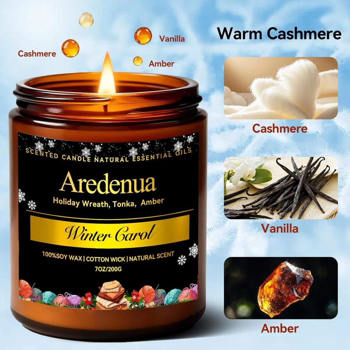 Christmas Candles - Christmas Spice Candle | 7 oz Soy Candles with Warm Cinnamon, Clove &amp; Nutmeg Aroma | Holiday Scented Candle, Cozy Winter Candle Gift for Men &amp; Women - Homesidy.com