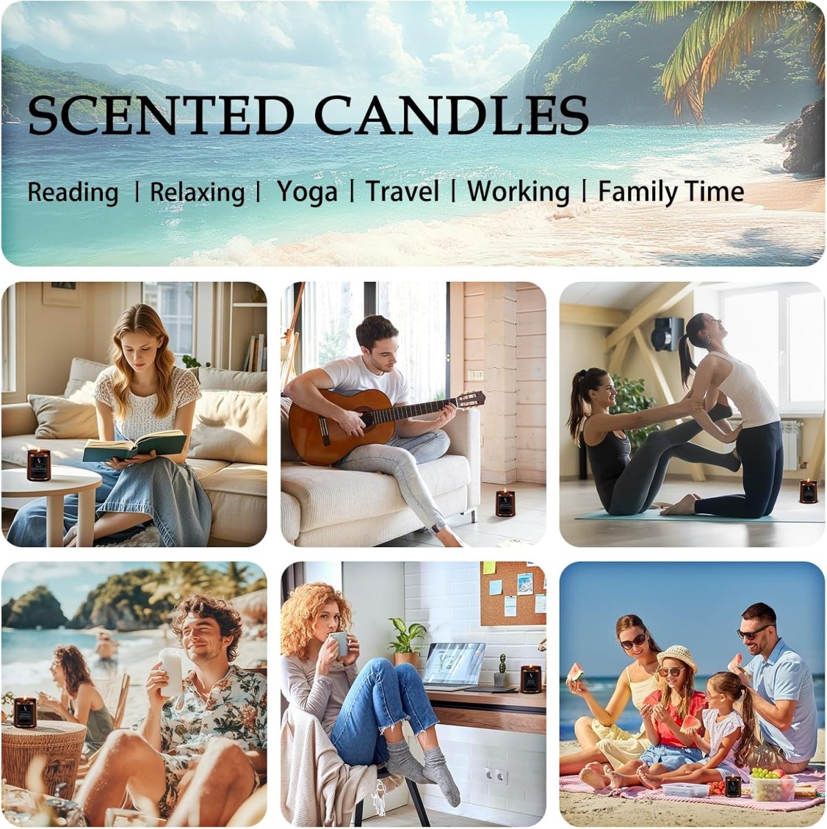 Vanilla Coconut Candle, Scented Candle for Home Soy Wax Candle, Aromatherapy Candle Gift for Women Men, 7oz - Homesidy.com