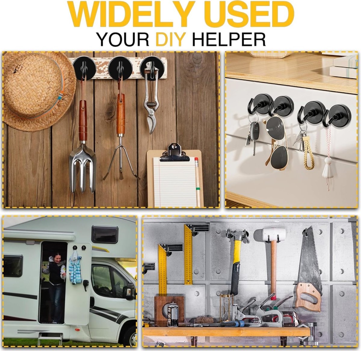 DIYMAG Garage Storage Hooks 6 Pack, 30lbs 2025 Cruise Cabin Ship Essentials N52 Magnetic Hook Heavy Duty Strong Wall Mount Magnets Fridge for Classroom Wall Mount Kitchen Grills Silver - Homesidy.com