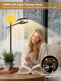 GLOWRIUM Smart Light Therapy Lamp, 10000 Lux UV - Free Sun Lamp, 2700 - 6500K Floor Lamp Therapy Light, Stepless Dimmable Energy Sunlight with App &amp; Remote, Timer, Cozy Light Settings for Winding Down - Homesidy.com