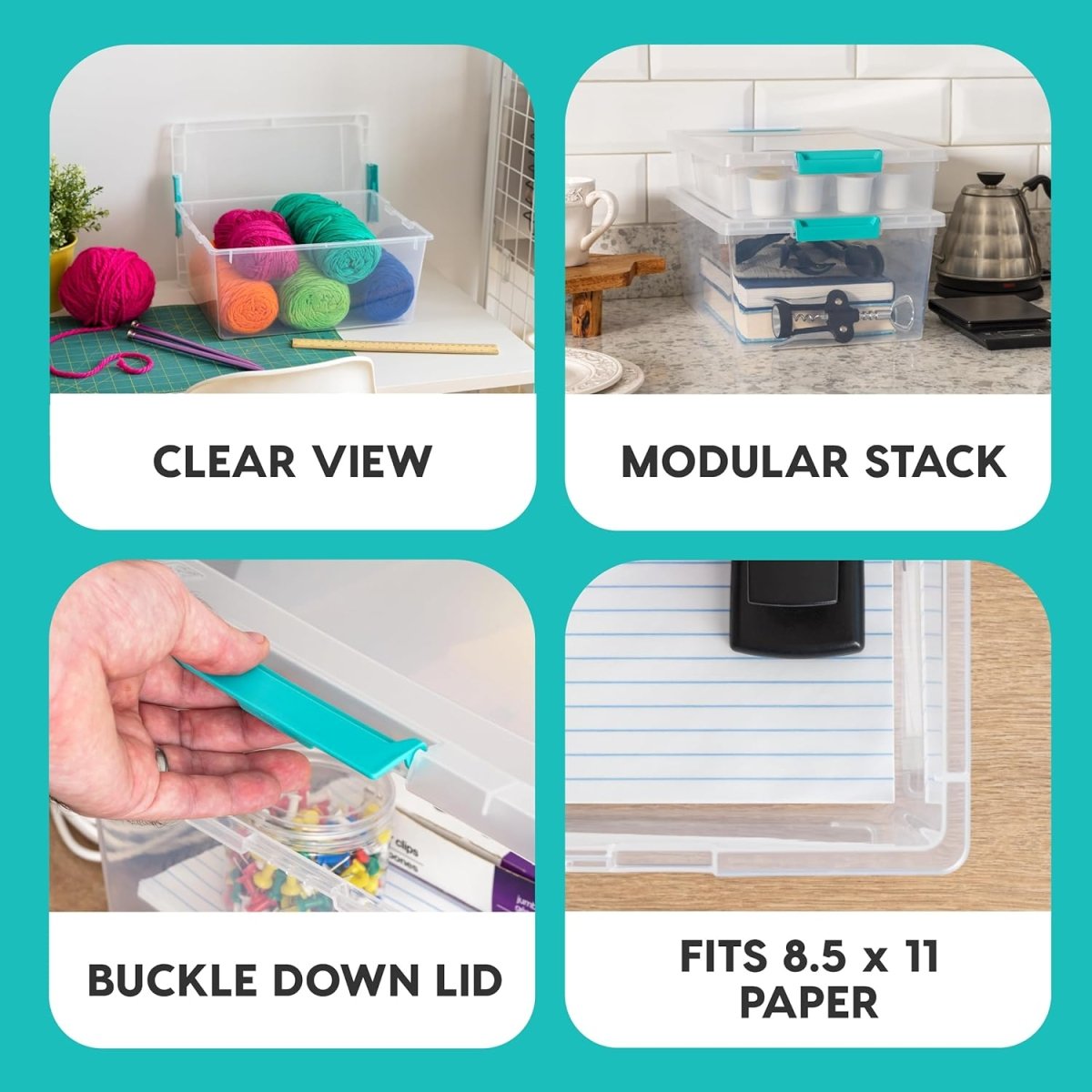 IRIS USA 6 Qt. Plastic Storage Bins Containers with Lids, 4 Pack, Small Sensory Bin, Craft Storage, Craft Organizers &amp; Storage, Organizing Container for Home, Office &amp; Art Supplies, Stackable, Clear - Homesidy.com