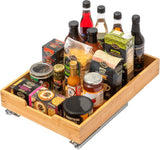 HOLDN’ STORAGE Bamboo Wooden Pull out Cabinet Organizer. 17&34; W x 21&34; D - Requires At Least a 18.25&34; W x 21&34; D.Cabinet Opening. W/Lifetime Limited Warranty. Bamboo Tray and Heavy gauge metal rails. - Homesidy.com