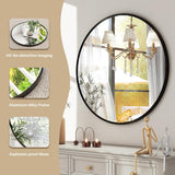 HARRITPURE Round Mirror 30 Black Wall Mounted Circle Mirrors Vanity Mirror with Brushed Aluminum Alloy Frame Modern Decoration for Bathroom, Living Room, Vanity, Bedroom, Entryway - Homesidy.com