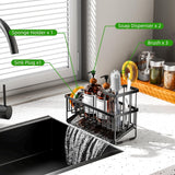Cisily Kitchen Sink Caddy Organzier with High Brush Holder, Sponge Holder for Sink, 304 Rustproof Stainless, Kitchen Countertop Soap Dispenser Organizer, Kitchen Decor and Accessories - Homesidy.com