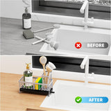 Cisily Black Sponge Holder for Kitchen Sink, Sink Caddy Organizer with High Brush Holder, Kitchen Countertop Organizers and Storage Essentials, Rustproof 304 Stainless Steel, Soap Dispenser Organize - Homesidy.com