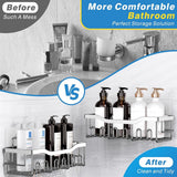 EUDELE Adhesive Shower Caddy, 5 Pack Rustproof Stainless Steel Bath Organizers With Large Capacity, No Drilling Shelves for Bathroom Storage &amp; Home Decor - Homesidy.com
