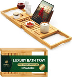 ROYAL CRAFT WOOD Bathtub Tray Caddy for Tub, Bamboo Bath Shelf, Premium Foldable Wood Bath Table, Expandable Bathtub &amp; Bathroom Accessories, New Home Gifts for Mom, Housewarming, Anniversary, Wedding - Homesidy.com