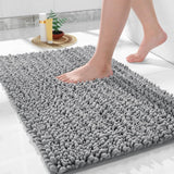 Yimobra Bathroom Rugs Non Slip Washable - Ultra Soft Absorbent Chenille Bath Mat, Quick Dry Shaggy Floor Carpet for Tub Shower, Gray Home Decor Accessories, 24x17 Inch - Homesidy.com