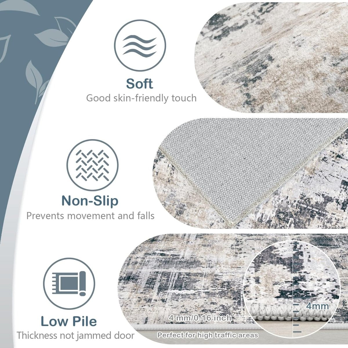 Area Rugs 6x9 Living Room: Washable Rug Modern Abstract Large Rug Soft Non Slip Neutral Rugs Stain Resistant Indoor Carpet for Bedroom Kitchen Dining Room Table Nursery Home Office Rugs(Beige,6x9) - Homesidy.com