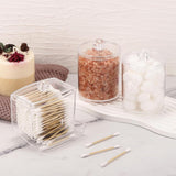 Tbestmax Qtips Holder Bathroom Container, 10 OZ Cotton Ball/Swabs Dispenser, Apothecary Jar Organizer for Storage Brown Wood Lids - Homesidy.com