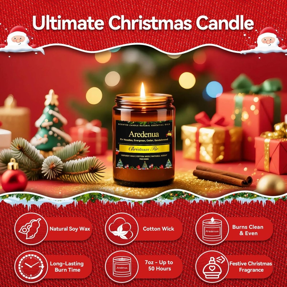 Christmas Candles - Christmas Spice Candle | 7 oz Soy Candles with Warm Cinnamon, Clove &amp; Nutmeg Aroma | Holiday Scented Candle, Cozy Winter Candle Gift for Men &amp; Women - Homesidy.com
