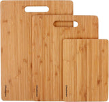 Bamboo Cutting Boards for Kitchen [Set of 3] Wood Cutting Board for Chopping Meat, Vegetables, Fruits, Cheese, Knife Friendly Serving Tray with Handles - Homesidy.com