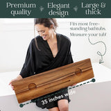 Premium Nature Shed Bathtub Tray for Freestanding Bath | Large &amp; Thick 35” Acacia Wood Luxury Bath Tray for Tub | Anti - Tip, Non - Toxic, Adjustable Bathtub Trays for Tub with Bathroom Accessories Holder - Homesidy.com
