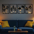 QXSXKJ Black Metal Wall Decor Framed, 3d Modern Metal Wall Art with Light, Minimalist Abstract Black Line Art DéCor, 4 Piece Home Art for Living Room Bedroom Bathroom - Homesidy.com