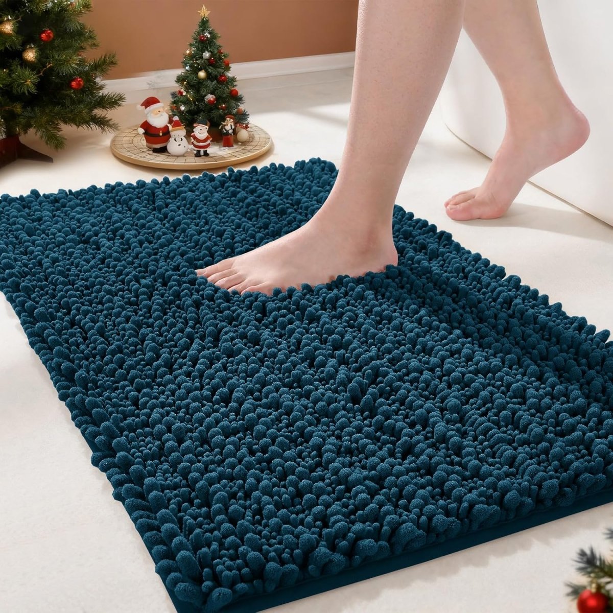 Yimobra Bathroom Rugs Non Slip Washable - Ultra Soft Absorbent Chenille Bath Mat, Quick Dry Shaggy Floor Carpet for Tub Shower, Gray Home Decor Accessories, 24x17 Inch - Homesidy.com