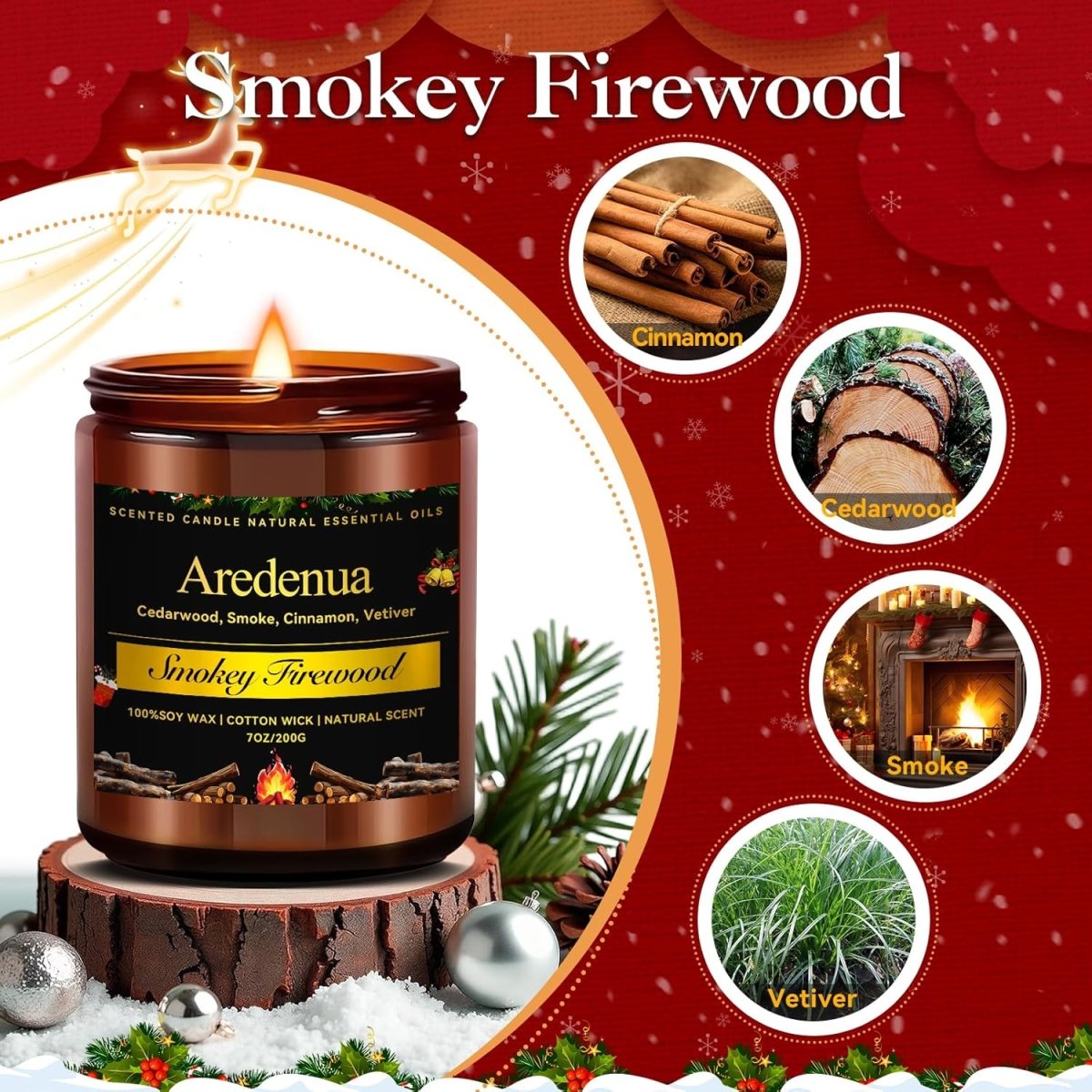 Christmas Candles - Christmas Spice Candle | 7 oz Soy Candles with Warm Cinnamon, Clove &amp; Nutmeg Aroma | Holiday Scented Candle, Cozy Winter Candle Gift for Men &amp; Women - Homesidy.com