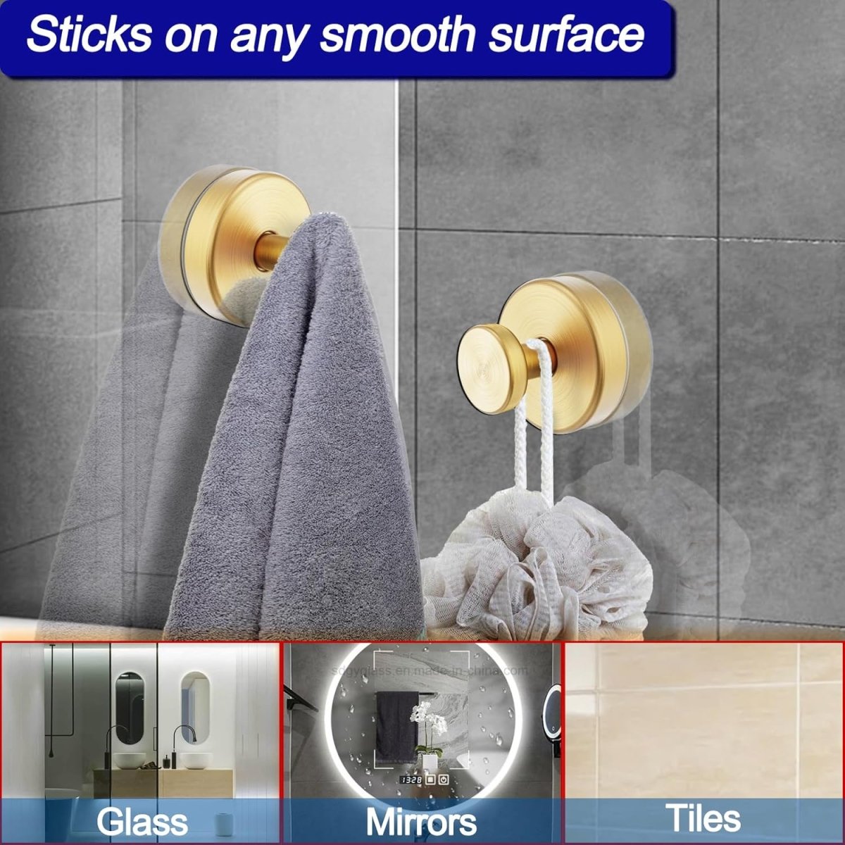 Bntuk Suction Cup Hooks for Shower, Removable Towel Hooks for Bathroom Window Glass Door Wall, Bath Robe Looafh Wreath Hook for Hanging - 2 Pack, Black - Homesidy.com