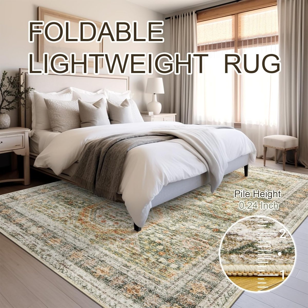 Soalmost Washable Area Rug 8x10, Large Soft Rugs for Living Room Vintage Beige Carpet 8x10 Area Rugs for Bedroom Dining Room Non - Slip Stain Resistant Under Table Rug - Homesidy.com
