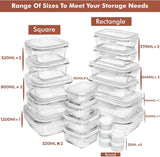 Razab 35 Pc Set Glass Food Storage Containers with Lids - Meal Prep Airtight Bento Boxes BPA - Free 100% Leak Proof (15 lids,15 glass &amp; 5 Plastic Sauce/Dip Containers) - Homesidy.com