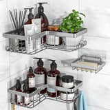 YASONIC Corner Adhesive Shower Caddy, with Soap Holder and 12 Hooks, Rustproof Stainless Steel Bathroom Organizer, No Drilling Wall Mounted Rack, Black, 3 - Pack - Homesidy.com