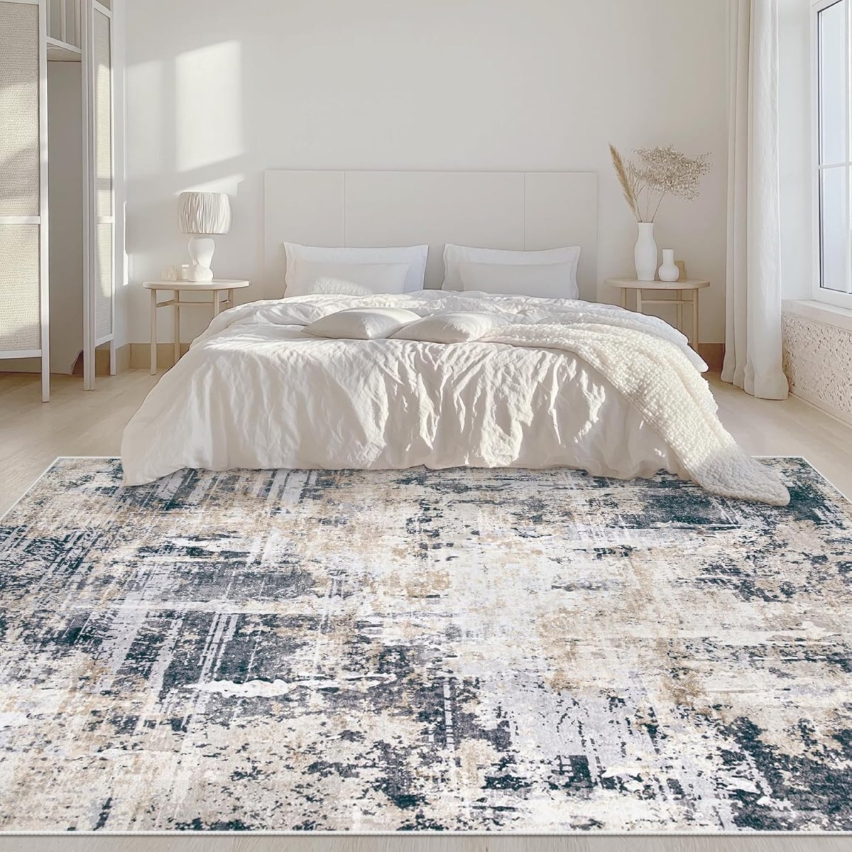 Area Rugs 6x9 Living Room: Washable Rug Modern Abstract Large Rug Soft Non Slip Neutral Rugs Stain Resistant Indoor Carpet for Bedroom Kitchen Dining Room Table Nursery Home Office Rugs(Beige,6x9) - Homesidy.com