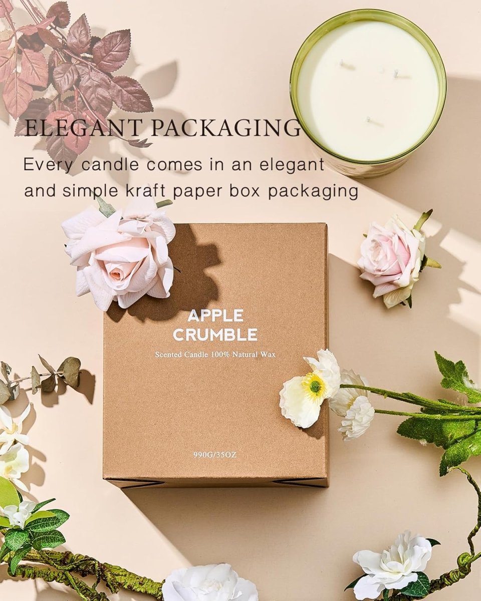 M&amp;SENSE Extra Large Candle Creamy Vanilla Scented, 3 - Wick 35oz 150H Long Lasting, Natural Soy Wax Aromatherapy Candle for Stress Relief, Home Fragrance Fall Winter Christmas Thanksgiving Gifts - Homesidy.com
