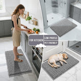 Yimobra Bathroom Rugs Non Slip Washable - Ultra Soft Absorbent Chenille Bath Mat, Quick Dry Shaggy Floor Carpet for Tub Shower, Gray Home Decor Accessories, 24x17 Inch - Homesidy.com