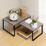 NEX Bamboo Kitchen Cabinet and Counter Shelf Organizer, Stackable &amp; Expandable, Set of 4, White and Natural - Homesidy.com