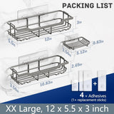 OMAIRA 3 - Pack Shower Caddy with Soap Holder, Adhesive Rustproof No - drill Strudy Loading Inside Shower Organizer Shelves Rack Storage Bathroom Organization for Smooth Wall Glass Tile, Black (Large) - Homesidy.com