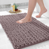 Yimobra Bathroom Rugs Non Slip Washable - Ultra Soft Absorbent Chenille Bath Mat, Quick Dry Shaggy Floor Carpet for Tub Shower, Gray Home Decor Accessories, 24x17 Inch - Homesidy.com