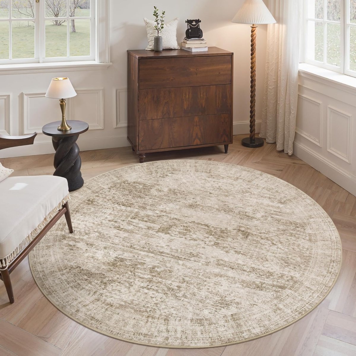 Soalmost Washable Area Rug 8x10, Large Soft Rugs for Living Room Vintage Beige Carpet 8x10 Area Rugs for Bedroom Dining Room Non - Slip Stain Resistant Under Table Rug - Homesidy.com