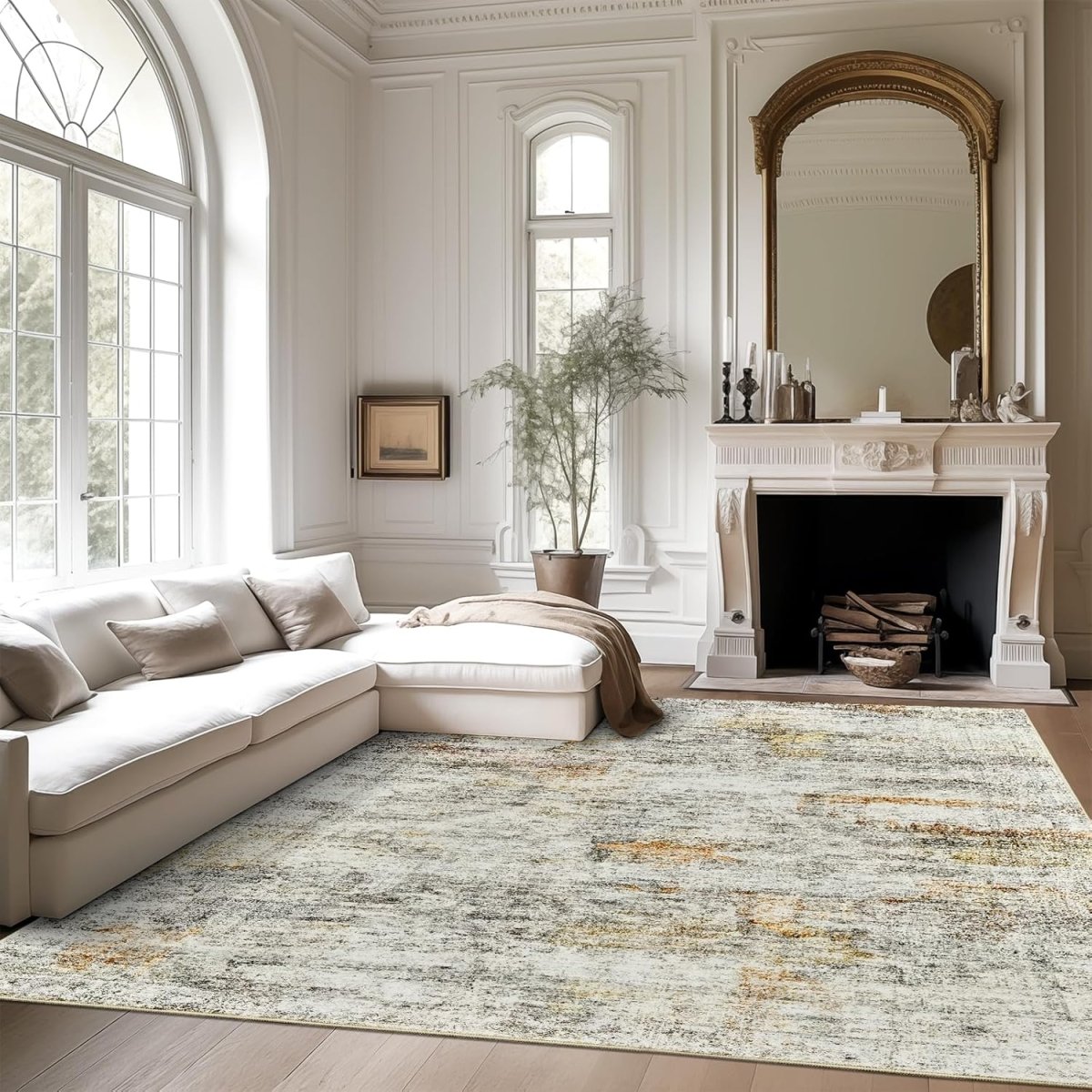 Soalmost Washable Area Rug 8x10, Large Soft Rugs for Living Room Vintage Beige Carpet 8x10 Area Rugs for Bedroom Dining Room Non - Slip Stain Resistant Under Table Rug - Homesidy.com