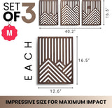 qmmp Modern Wooden Wall Sculptures - Set of 3 - MDF - Oak - Home Decor Accent - Large Wall Art for Living Room, Bedroom, Office - Easy Installation (Oak, Medium - Mountain and Sun, Unframed) - Homesidy.com
