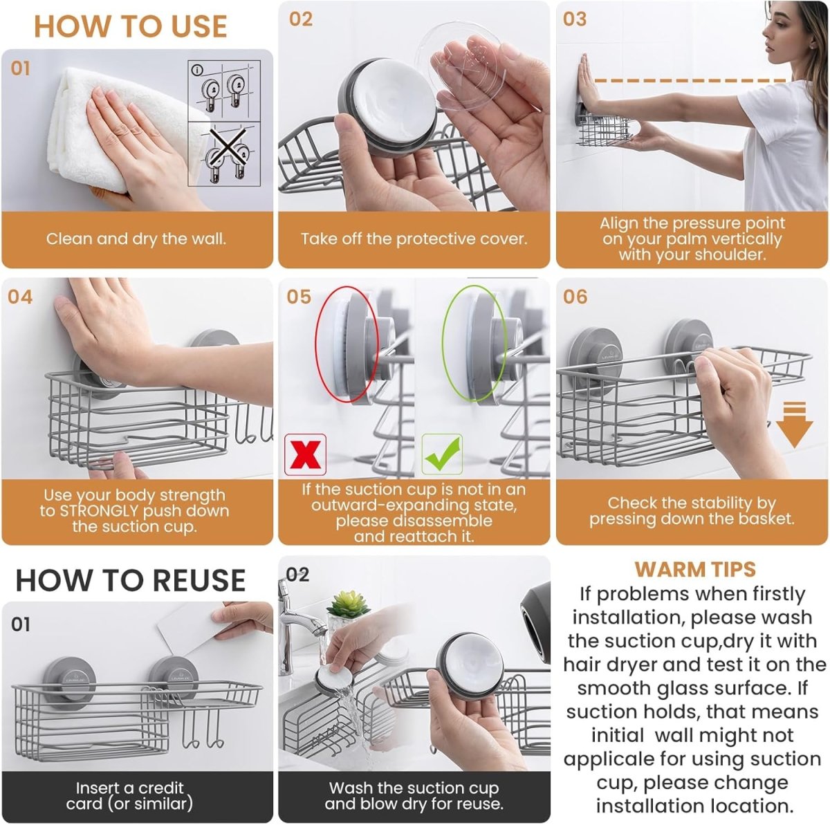 LEVERLOC Shower Caddy Suction Cup, 2 Pack Shower Shelves for Inside Shower with Hooks &amp; Soap Holder, NO - Drilling Bathroom Shower Organizer, Rustproof Meatl Shower Holder Storage, Black - Homesidy.com