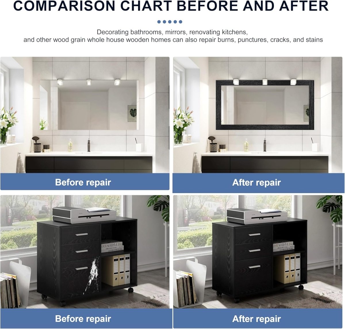 TIANLDD 27 FT Wood Grain Wallpaper Border, Removable Waterproof Mirror Border Peel and Stick,Bathroom Mirror Frame Border.(Black) - Homesidy.com