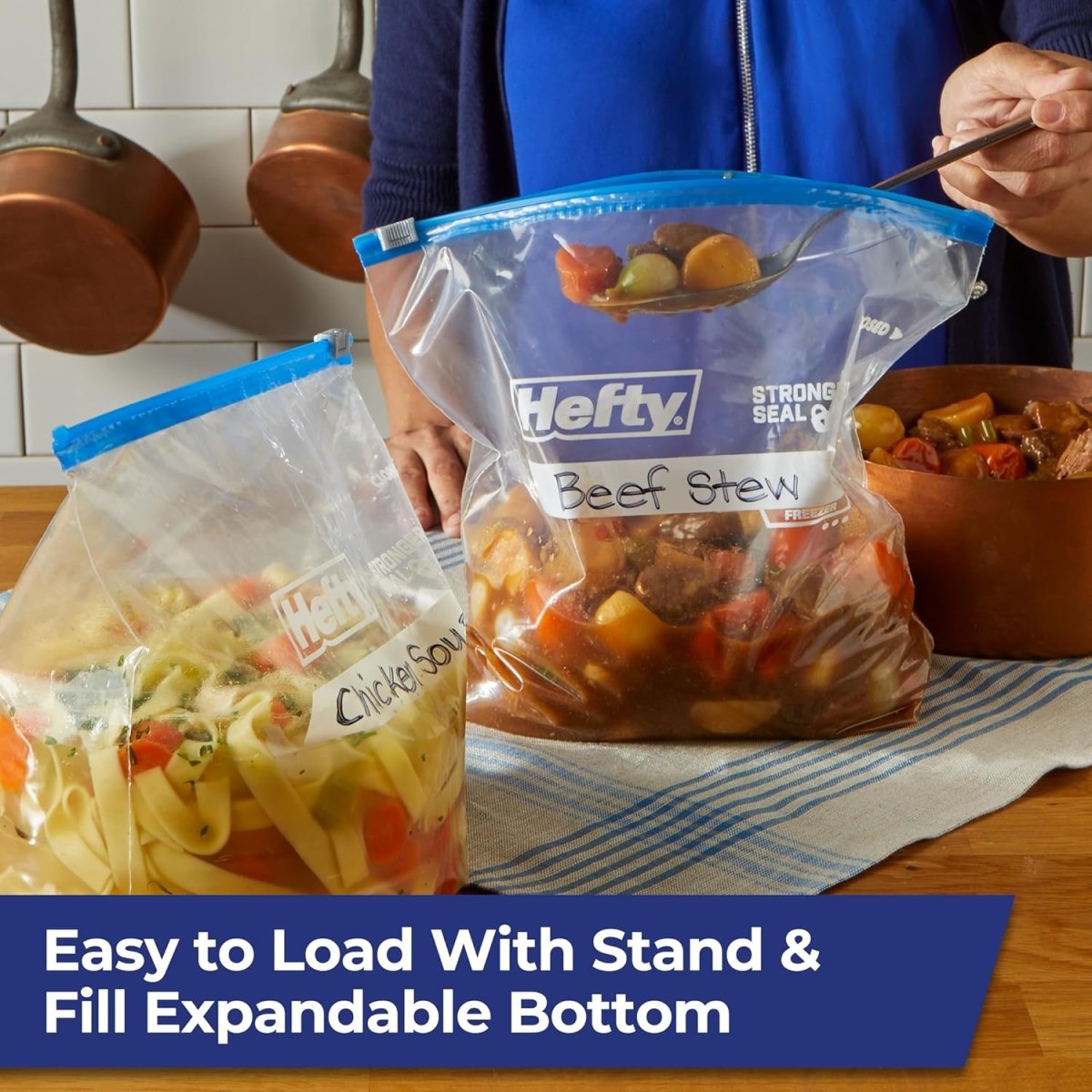 Hefty Slider Freezer Kitchen Storage Bags, Gallon Size, 56 Count - Homesidy.com
