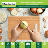 Bamboo Cutting Boards for Kitchen [Set of 3] Wood Cutting Board for Chopping Meat, Vegetables, Fruits, Cheese, Knife Friendly Serving Tray with Handles - Homesidy.com