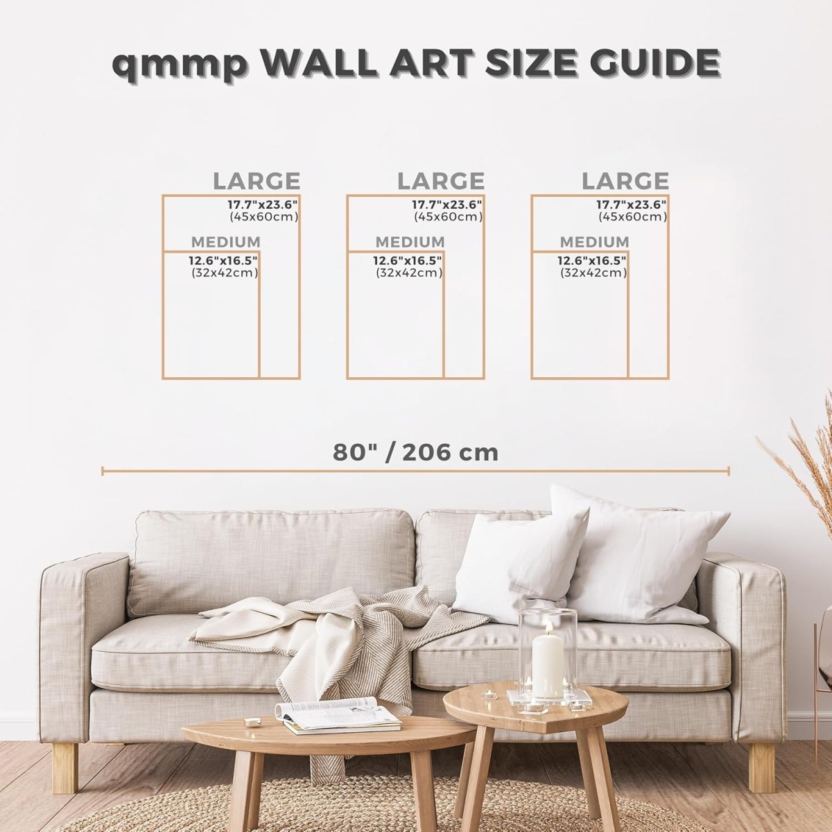 qmmp Modern Wooden Wall Sculptures - Set of 3 - MDF - Oak - Home Decor Accent - Large Wall Art for Living Room, Bedroom, Office - Easy Installation (Oak, Medium - Mountain and Sun, Unframed) - Homesidy.com