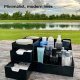 Uncluttered Designs Large Black Vanity Organizer - Countertop Mens Organizer With Drawers for Cologne, Deodorant, Beard, Shaving Lotion, Perfume &amp; Skincare - Perfect for Bathroom &amp; Bedroom Storage - Homesidy.com