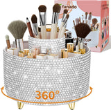 fanado 360° Rotate Makeup Brush Holder Organizer, Makeup Organizers Countertop, Makeup organization and Skincare Storage for Vanity, Desktop, Bathroom (White) - Homesidy.com