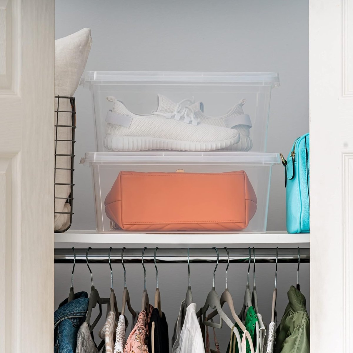 IRIS USA 6 Qt. Plastic Storage Bins Containers with Lids, 4 Pack, Small Sensory Bin, Craft Storage, Craft Organizers &amp; Storage, Organizing Container for Home, Office &amp; Art Supplies, Stackable, Clear - Homesidy.com